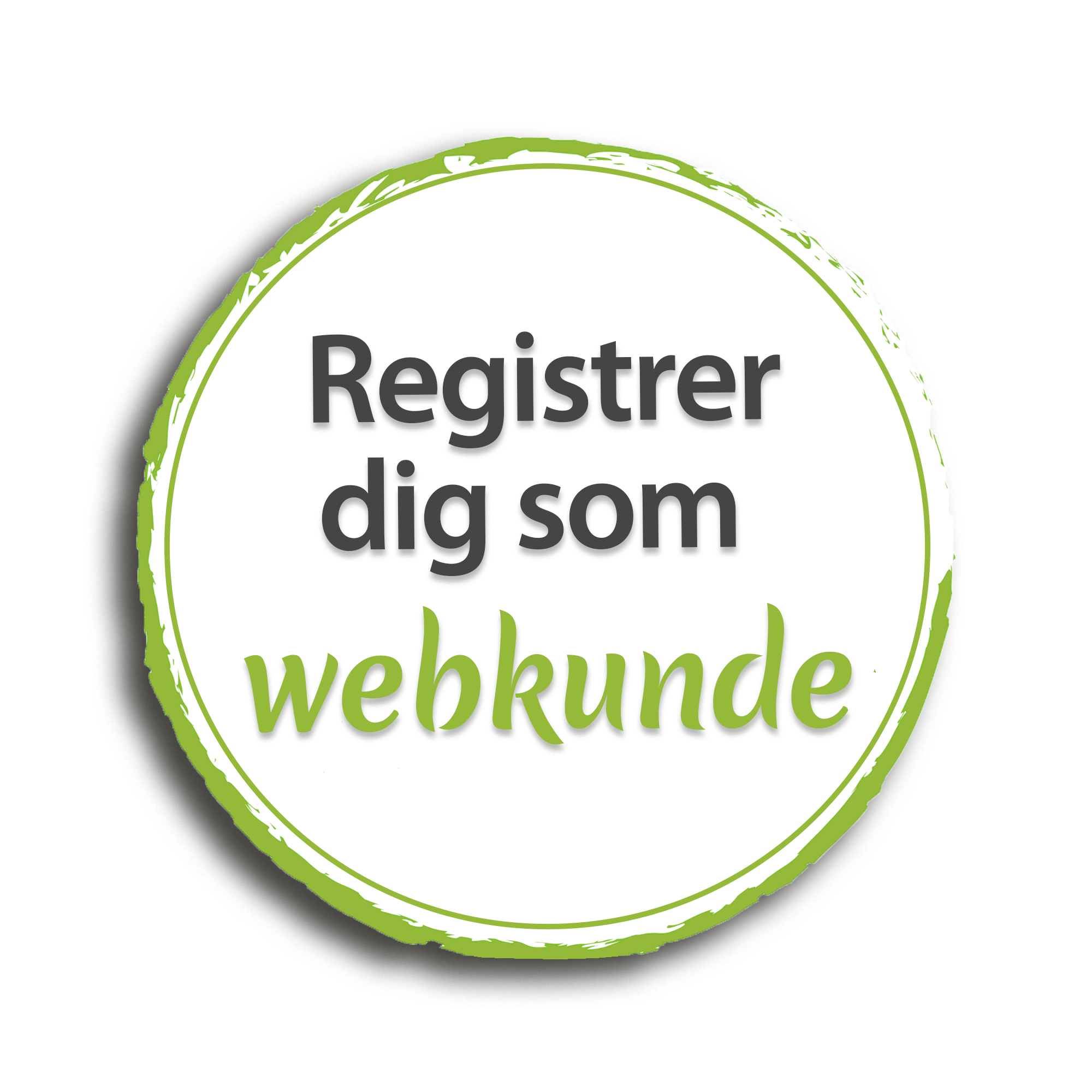 Mærke med teksten Registrer dig som webkunde